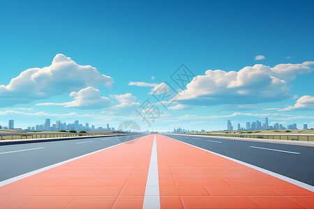 白云城市蓝天下的公路插画