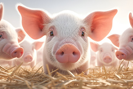 灵活的猪农场中的农业小猪背景