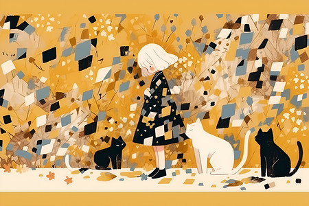 女孩和宠物背景图片