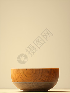 木制桌子桌子上放置着木碗插画