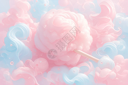 粉色梦幻糖果细腻甜蜜的棉花糖插画