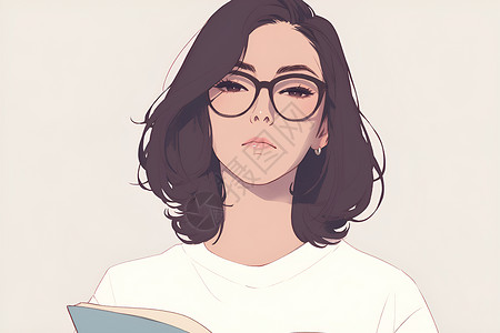 中年女子戴着眼镜的中年教师插画
