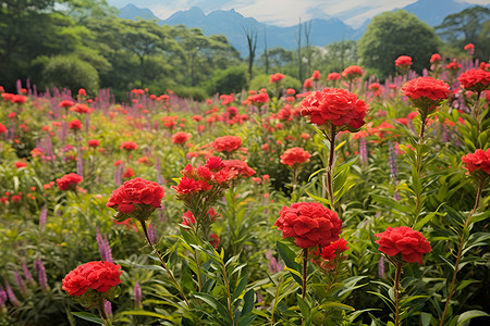 野鸡冠花盛开的红色鸡冠花背景