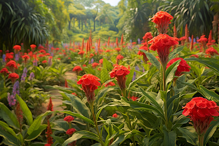 植物盛开的红花背景图片