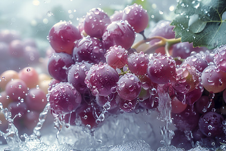 枝干上生长的水果葡萄背景图片