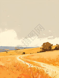 乡村的金色麦田背景图片