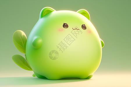 可爱迷人谢翔雅坐在绿色背景前的猫咪插画