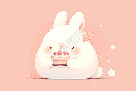 可爱的兔子与蛋糕背景图片