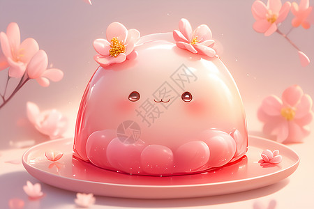 粉红果冻蛋糕背景图片