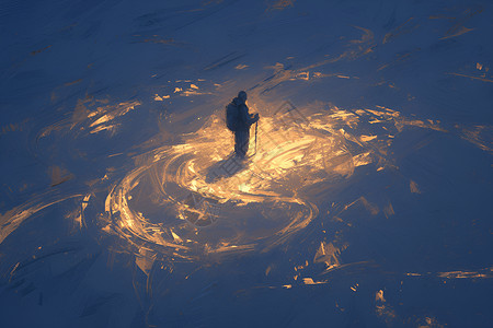 漩涡光冰原上金光交织的漩涡插画