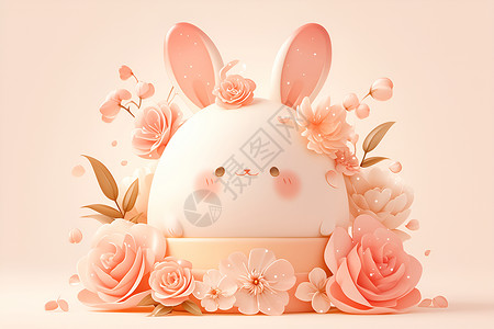 粉色兔宝宝婴儿铃兔耳朵高清图片