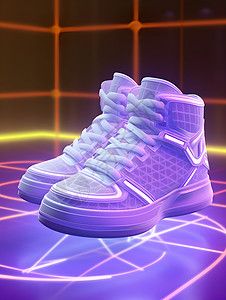 球鞋背景发光的白色球鞋设计图片