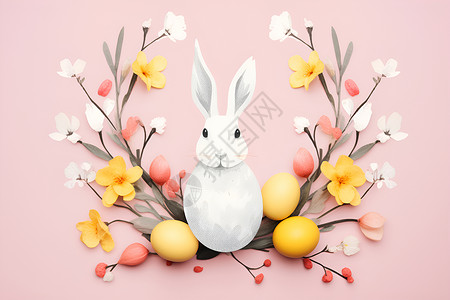 装饰彩蛋兔子复活节插画