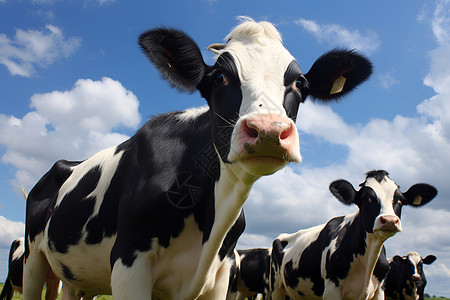 奶牛背景草地下的牛群背景