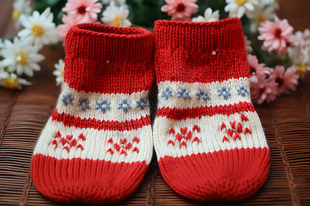 红色袜子针织袜子高清图片