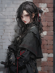 我是女汉子表情黑衣女武士插画