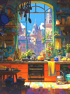 厨房的魔幻领域背景图片