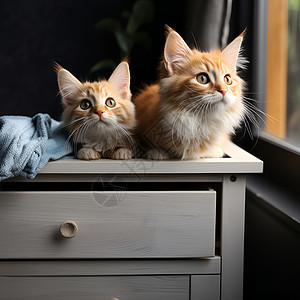 抽屉里两只猫咪背景
