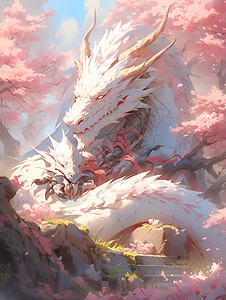 粉色仙境中的龙背景图片