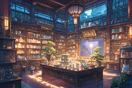 中国传统药店背景图片