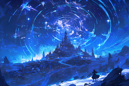 星空下的城堡背景图片