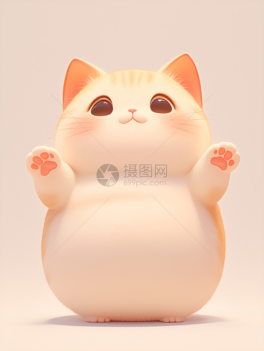 胖萌猫挺立双腿图片