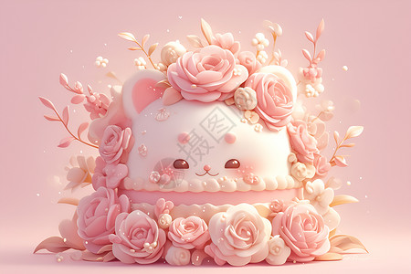 甜甜的粉色蛋糕背景图片