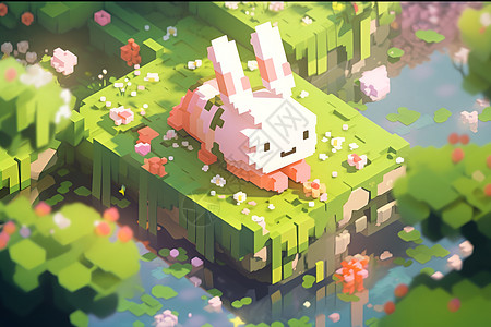 春日里的兔子背景图片
