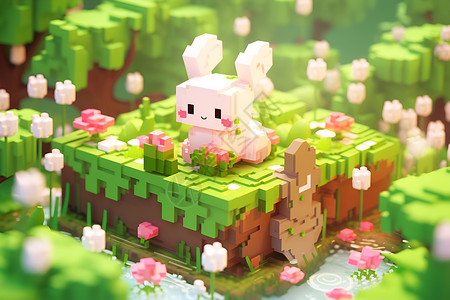 春日里可爱的兔子背景图片