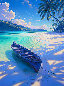 蔚蓝船滩背景图片