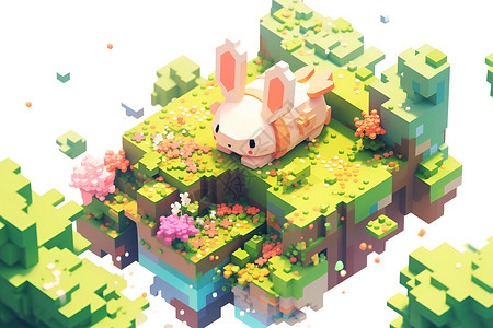 春天魔幻兔子背景图片