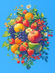 丰富多彩的水果花束高清图片