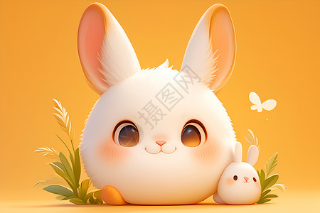 可爱的兔子头插画