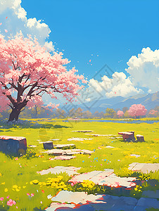 粉色桃树背景图片