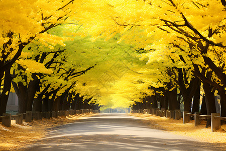 秋天的银杏树背景图片
