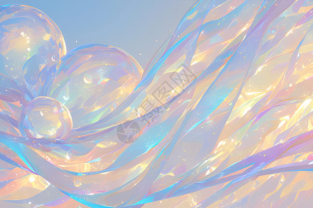 彩色霓虹七彩轻纱里的水泡插画