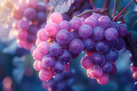 多彩的葡萄多彩水滴高清图片