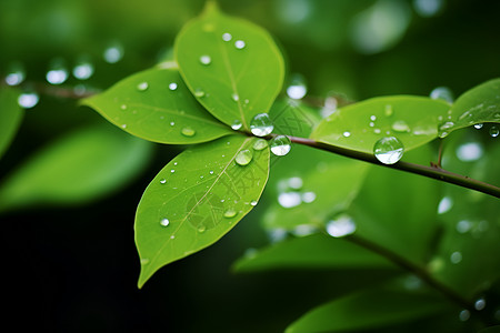 雨中绿叶夏日雨中的绿叶背景