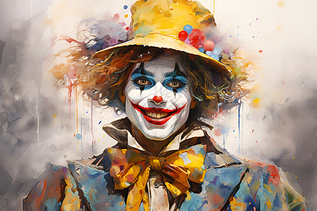 油画中的小丑背景图片