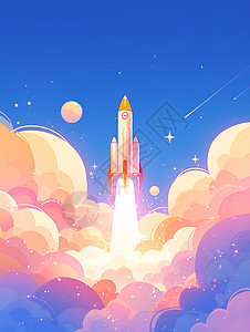 火箭冲上星空背景图片