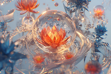 水泡里的玻璃花背景图片