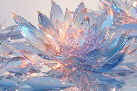 水晶凤爪夕阳下的玻璃花插画