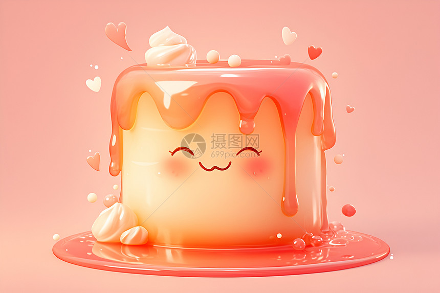 可爱粉色果冻蛋糕图片