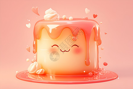 可爱粉色果冻蛋糕背景图片