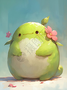青花瓷绿麻糬背景图片