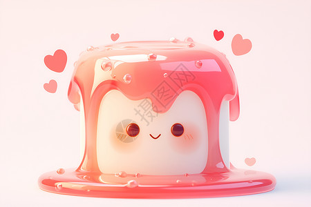 粉色冰果冻甜蜜可爱的粉色果冻插画