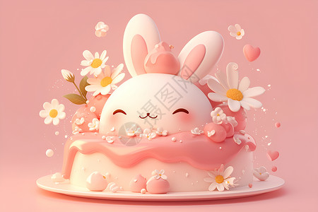 广西花甜糯玉米甜美的小兔子主题插画