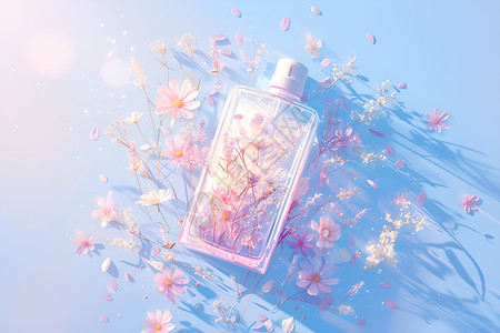 花与光的香水瓶背景图片