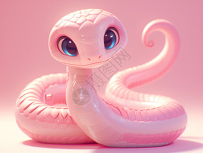 生肖蛇粉色梦幻蛇玩具插画