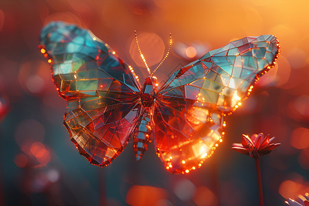 彩色玻璃质感蝴蝶背景图片